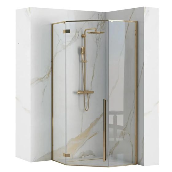 REA Duschkabin DIAMOND 90x90 Guld, 90,5x90,5x195cm