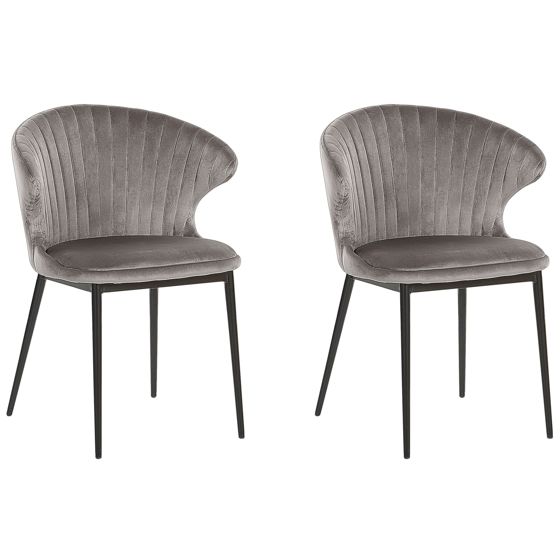 Set med 2 matstolar AUGUSTA Sammet Grå