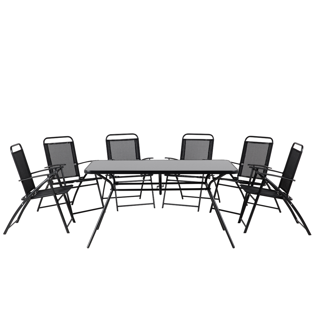 Trädgårdsmatgrupp 6-sits LIVO Metall Svart