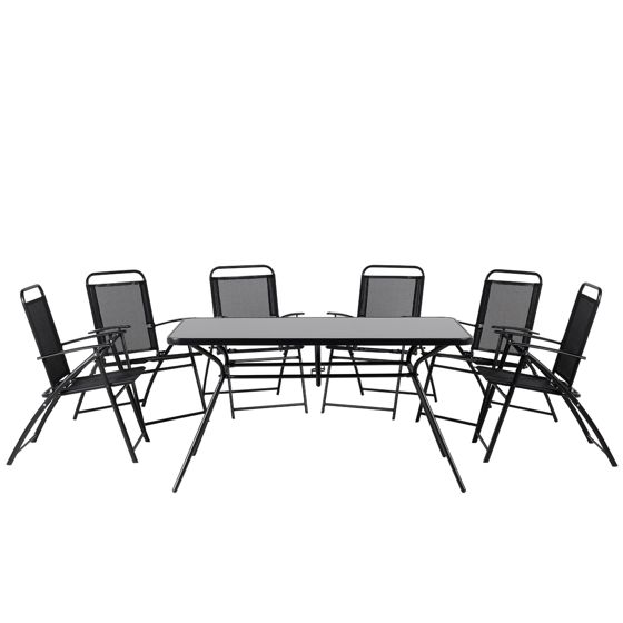 Trädgårdsmatgrupp 6-sits LIVO Metall Svart