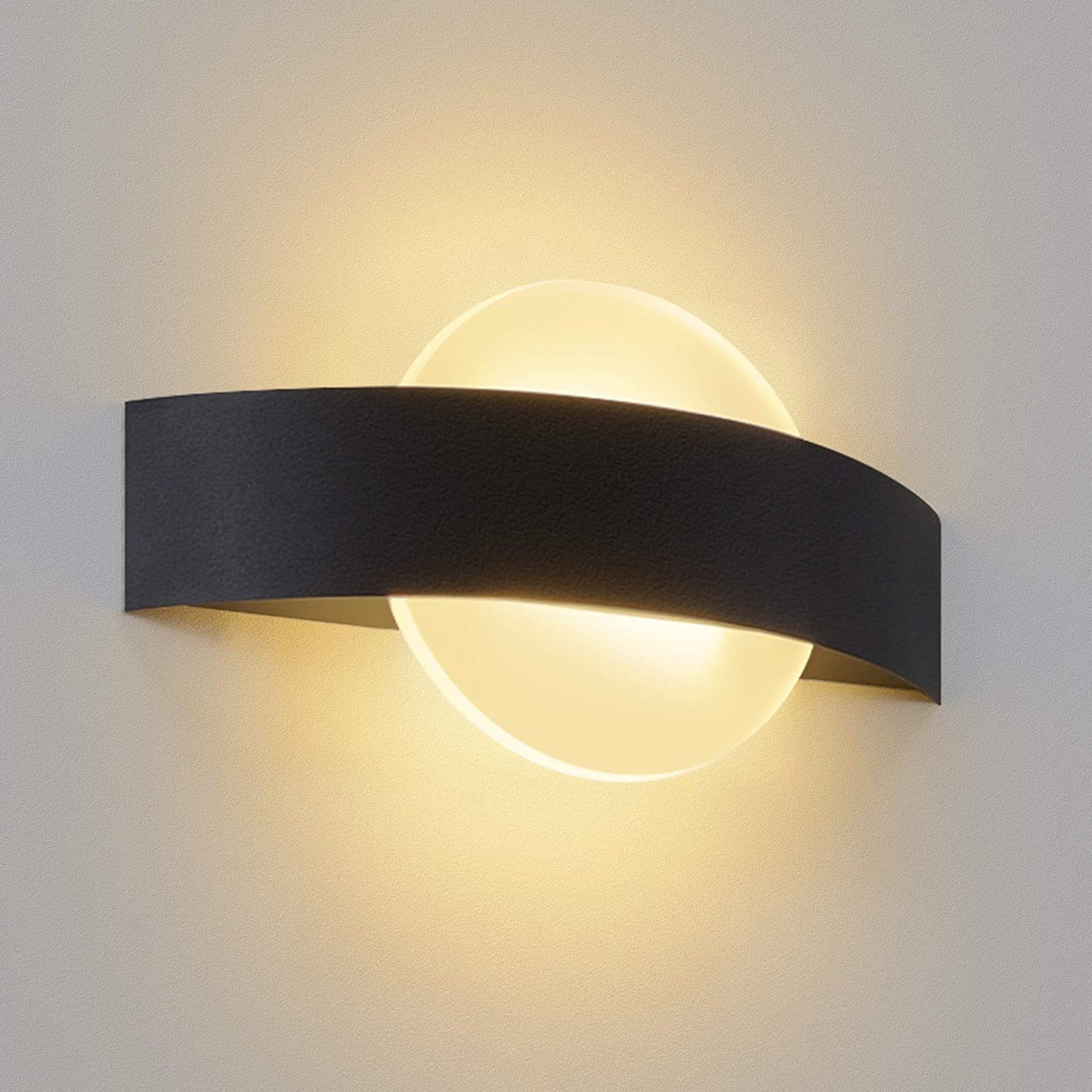 NETTLIFE LED-vägglampa för inomhusbruk, halllampa, 3000K varmvit, svart, modern design, akryl, nattlampa, 6W