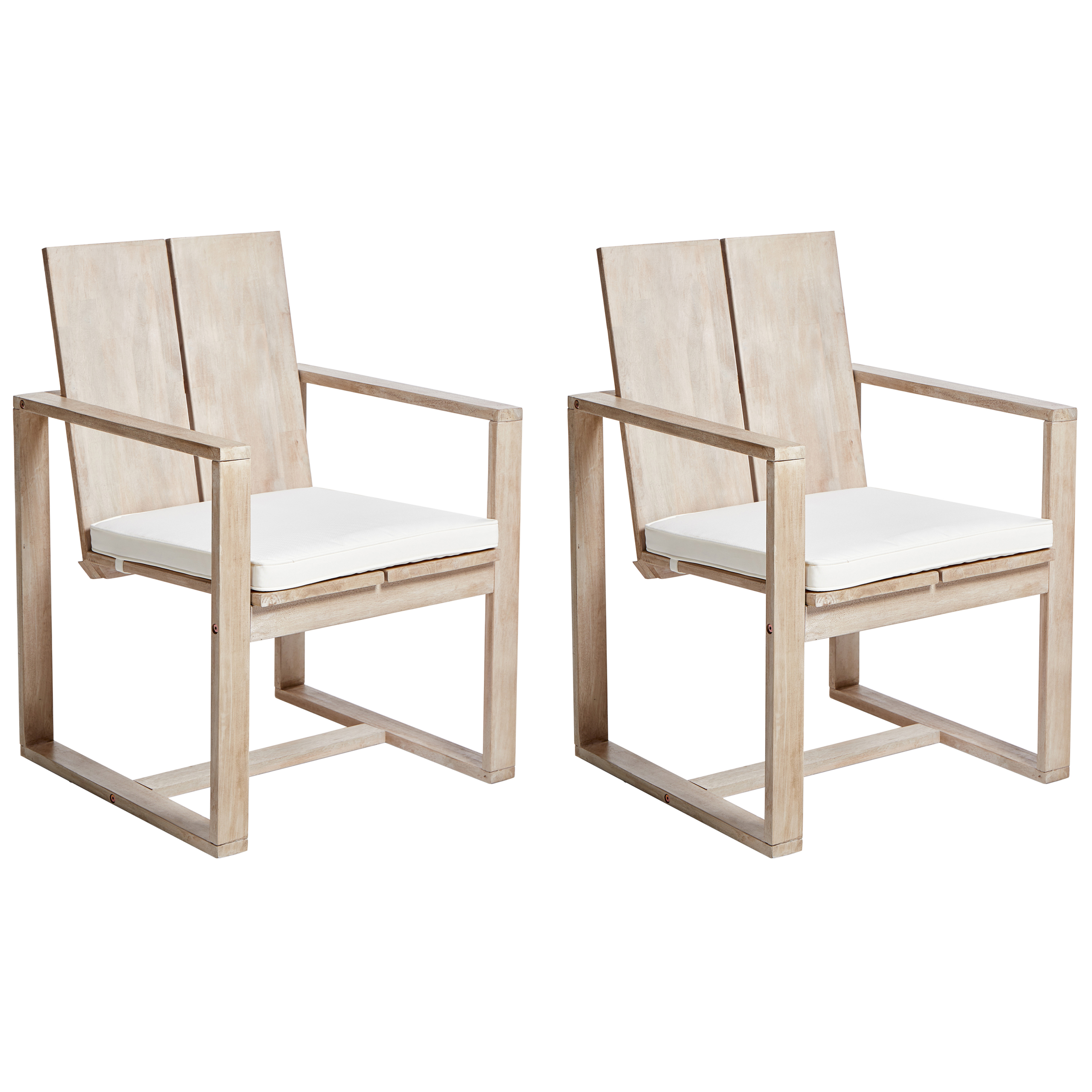Set med 2 stolar med dynor AZZANELLO Akaciaträ Off-White