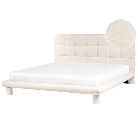 Säng med lamellram Bouclé CRESSAT 180 x 200 cm Off-White
