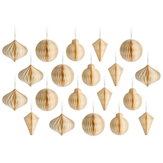 Set med 20 julgransdekorationer JOLSTRA Papper Beige