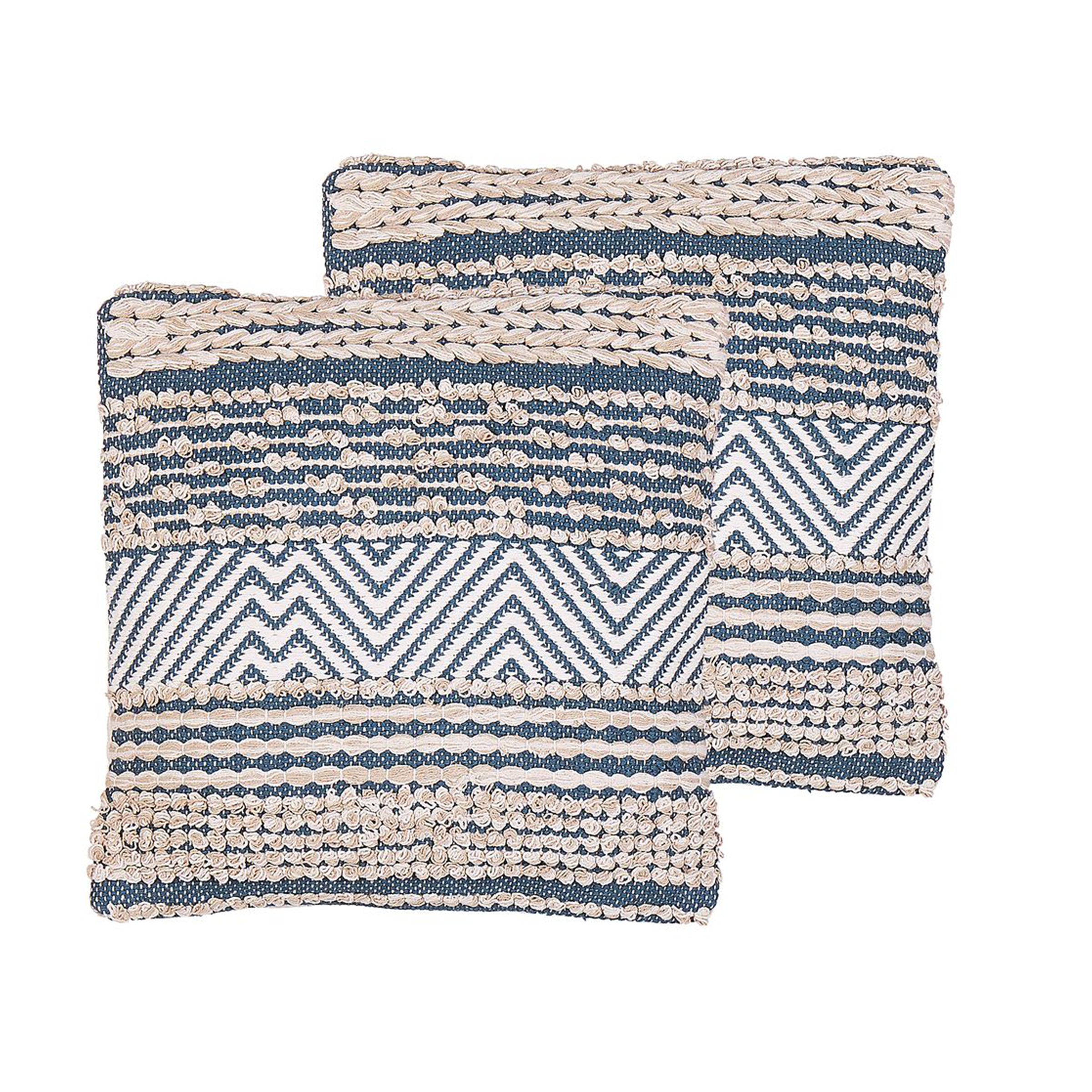Set med 2 prydnadskuddar DEWBERRY 45 x 45 cm Bomull Blå Geometriskt tryck