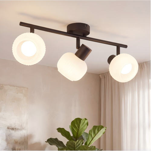 NETTLIFE svart takspotlight E14 vintage - glasskärm för inomhusbruk, modern spotlight för sovrum, vardagsrum