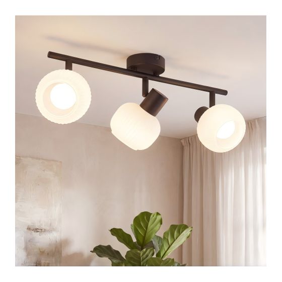 NETTLIFE svart takspotlight E14 vintage - glasskärm för inomhusbruk, modern spotlight för sovrum, vardagsrum