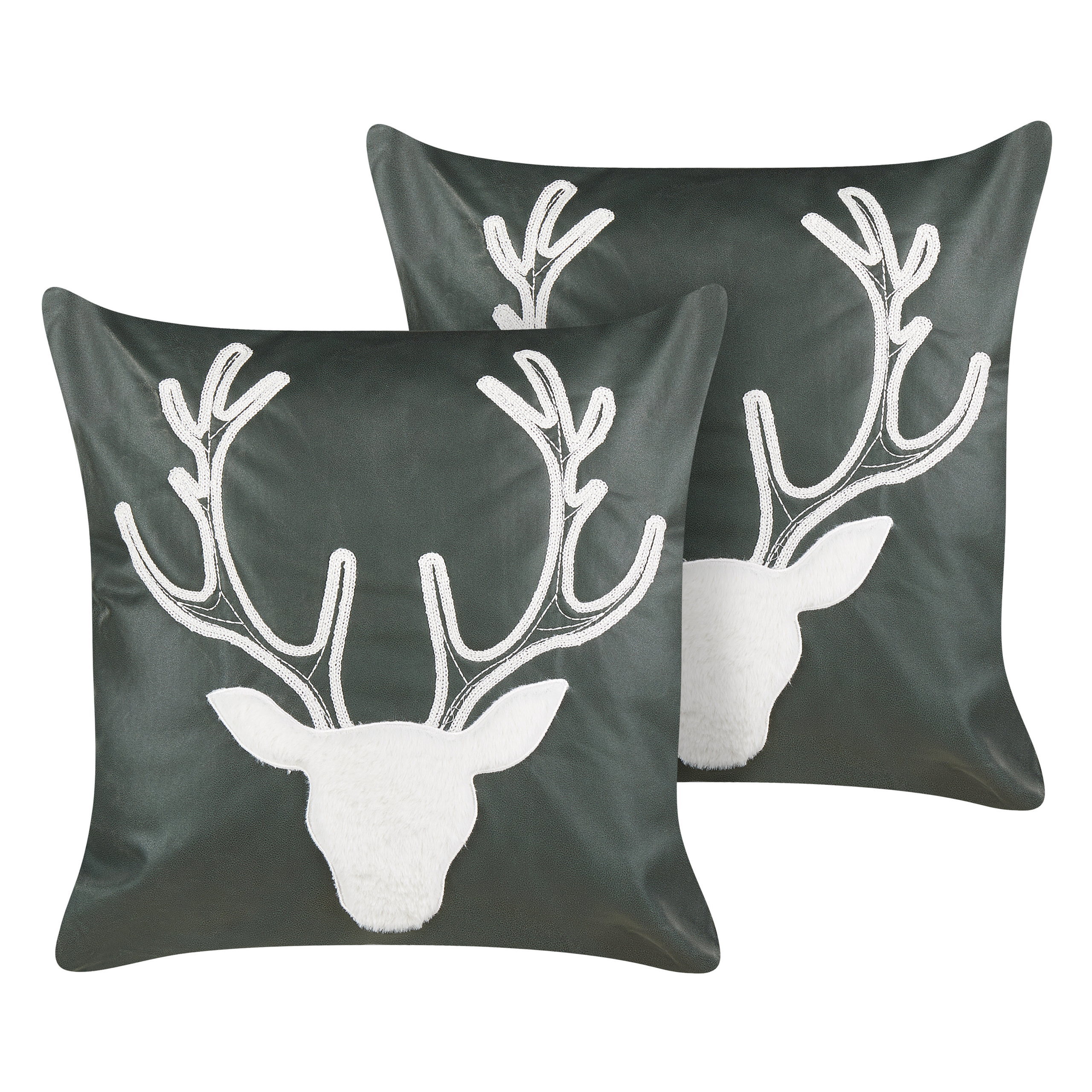 Set med 2 prydnadskuddar BICOCCA 45 x 45 cm Sammet Mörkgrön Julmotiv