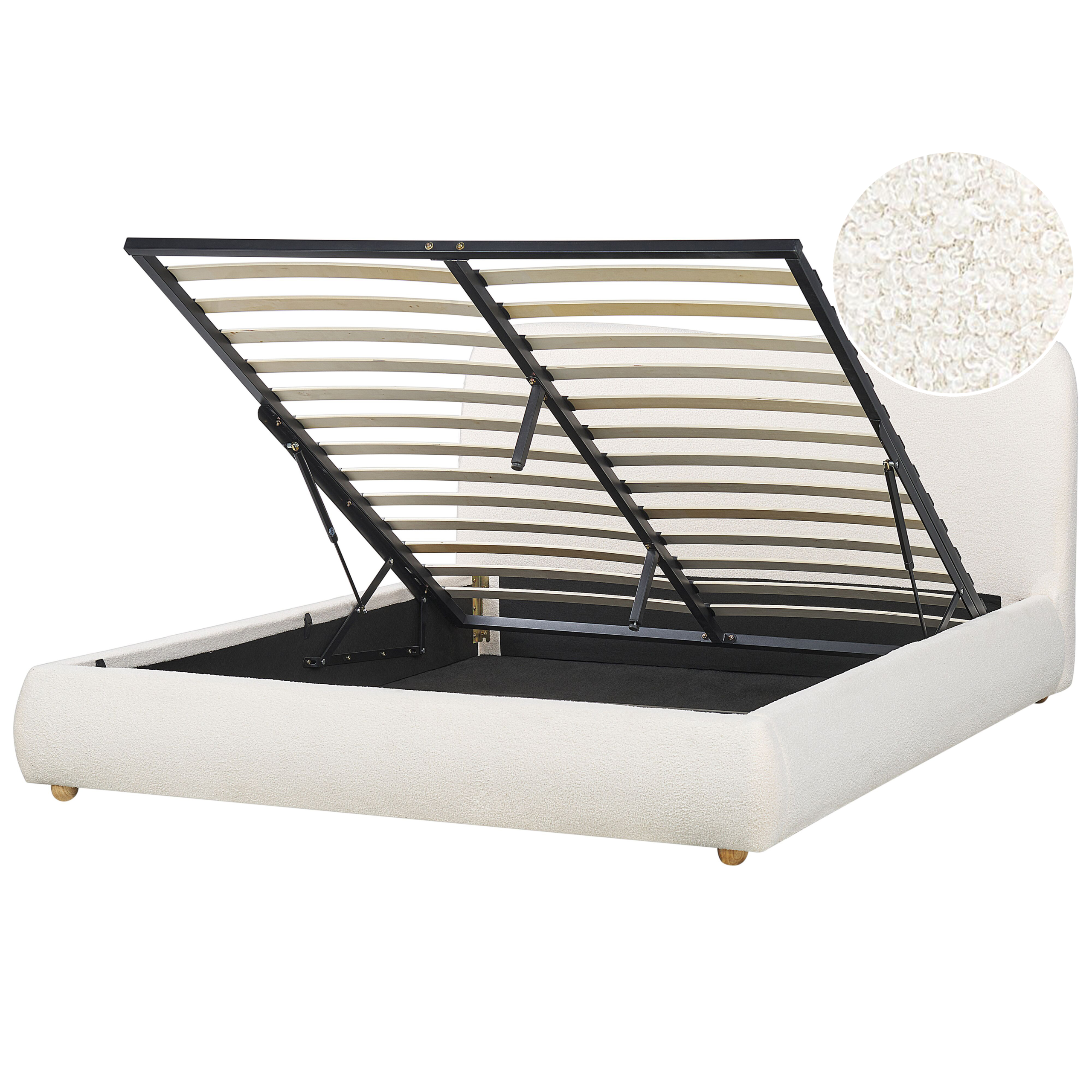 Säng med förvaring BLAGNAC Bouclé Off-White 160 x 200 cm