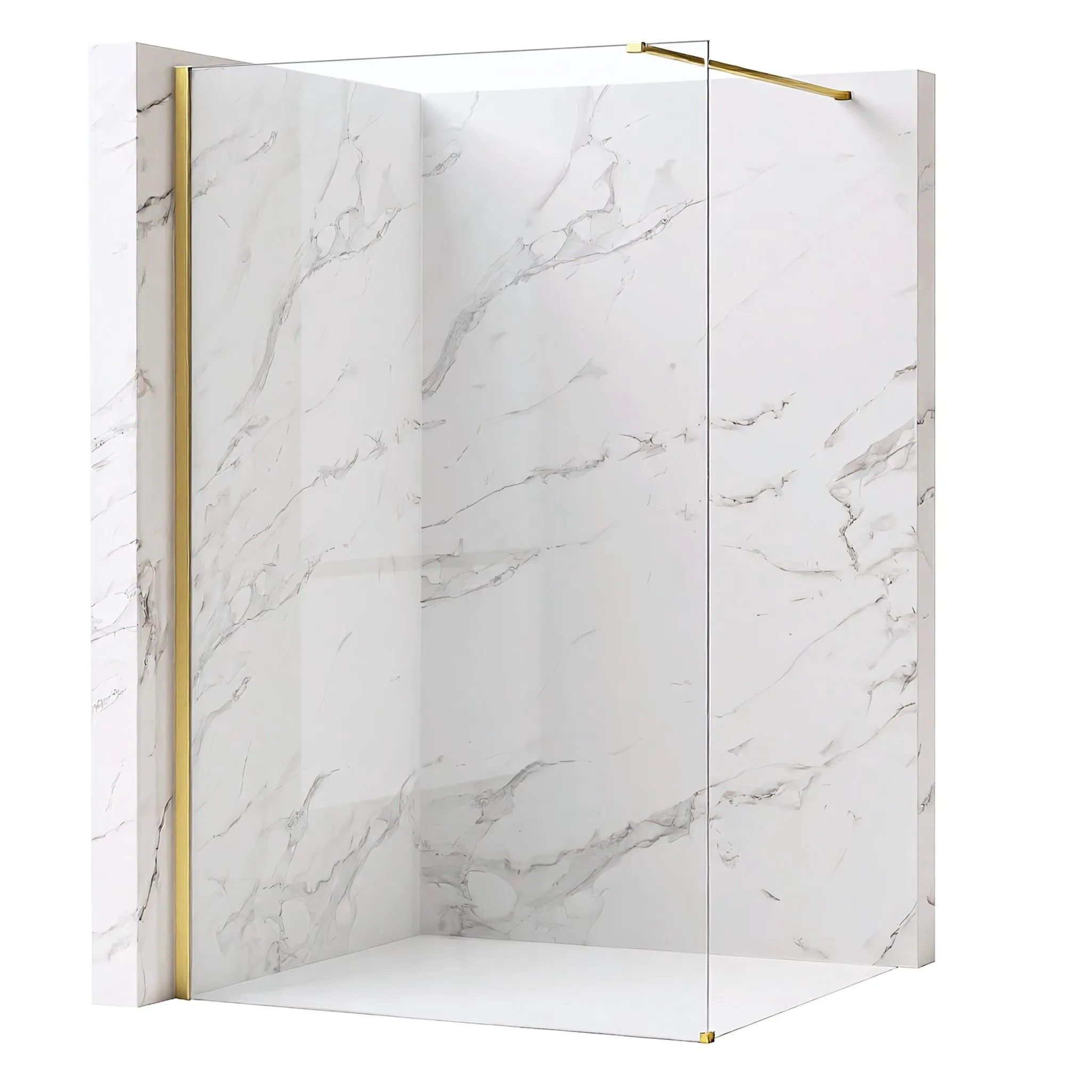 REA Duschvägg Flexi Transparent 110 Borstat Guld, 120x110x195cm
