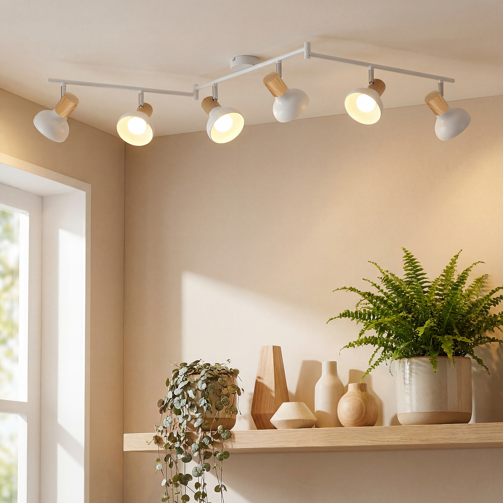 NETTLIFE Vintage - takspotlight E14 Inomhusbruk 350° Justerbar Vit Roterbar 350° Industriell användning 6 lågor