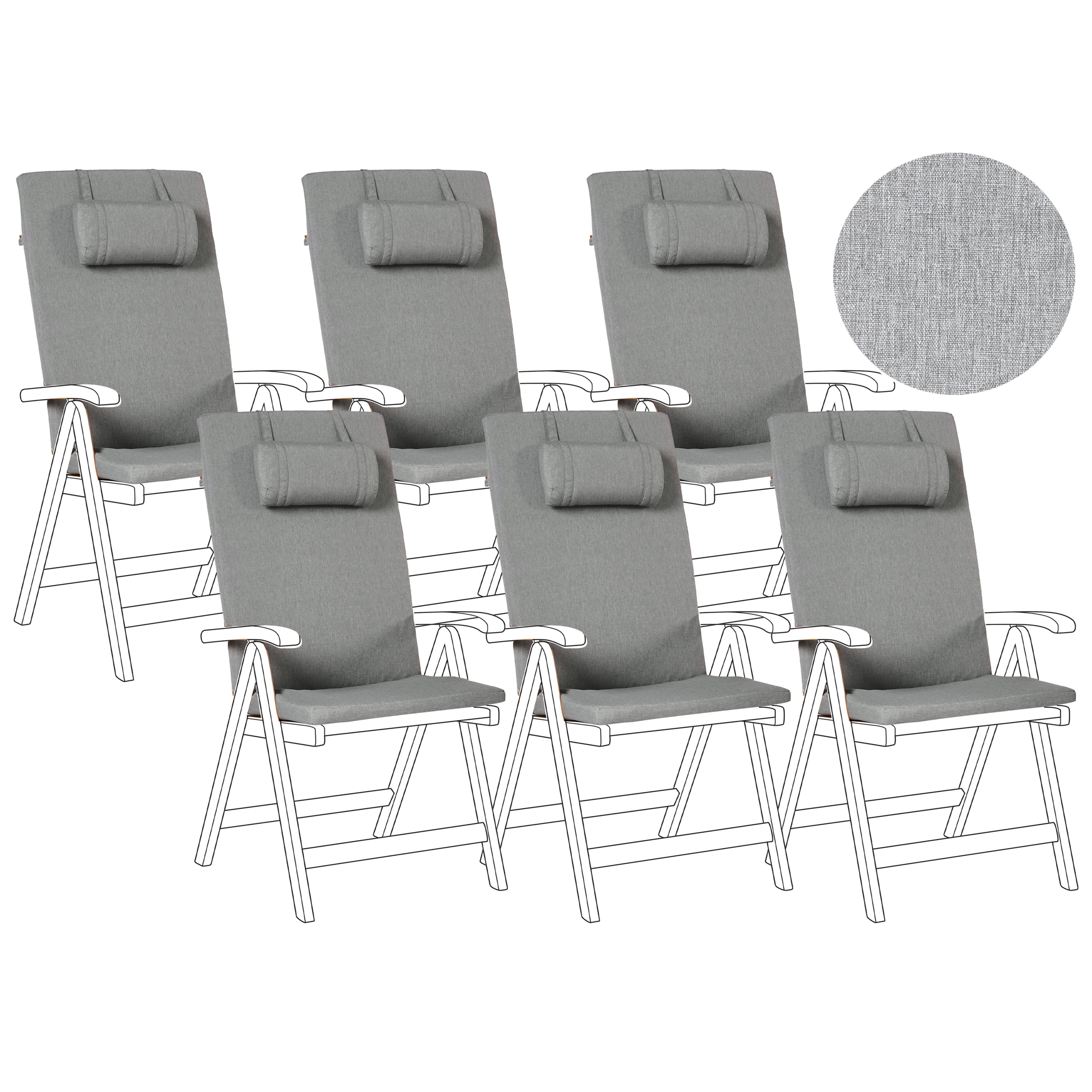 Set med 6 rygg-/sittdynor JAVA/AMANTEA PREMIUM 50 x 71 cm Gråmelerad