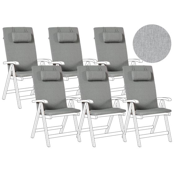 Set med 6 rygg-/sittdynor JAVA/AMANTEA PREMIUM 50 x 71 cm Gråmelerad
