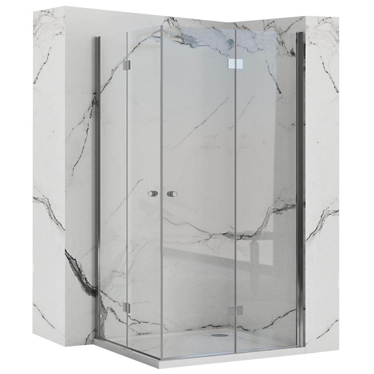REA Vikbar Duschkabin FOLD N2 90x90 Krom, 90,5x90,5x190cm