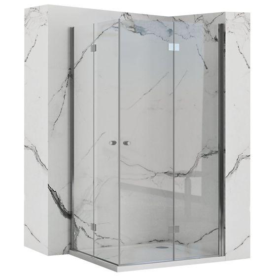 REA Vikbar Duschkabin FOLD N2 90x90 Krom, 90,5x90,5x190cm