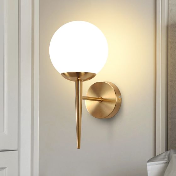 NETTLIFE Vintage - vägglampa, gyllene glaskula, E27, inomhusvägglampa, sovrumstrappa