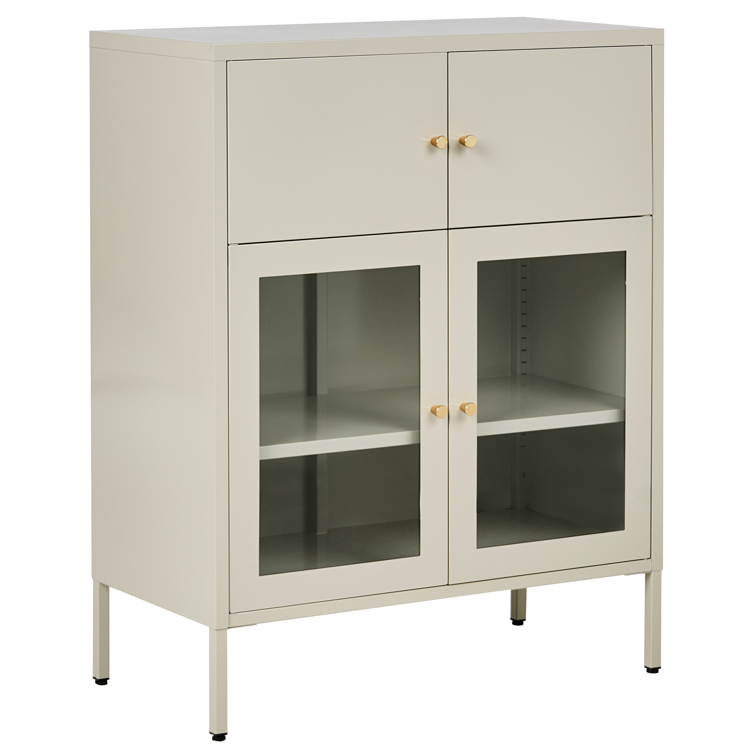 Vitrinskåp i glas ESHOLT 80 cm Metall Ljusbeige