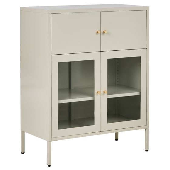 Vitrinskåp i glas ESHOLT 80 cm Metall Ljusbeige