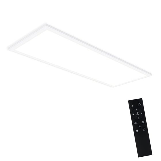NETTLIFE LED-taklampa, 80 x 30 cm, 39 W, 3000 K dimbar, platt, fjärrkontrolllampa, panel, vit