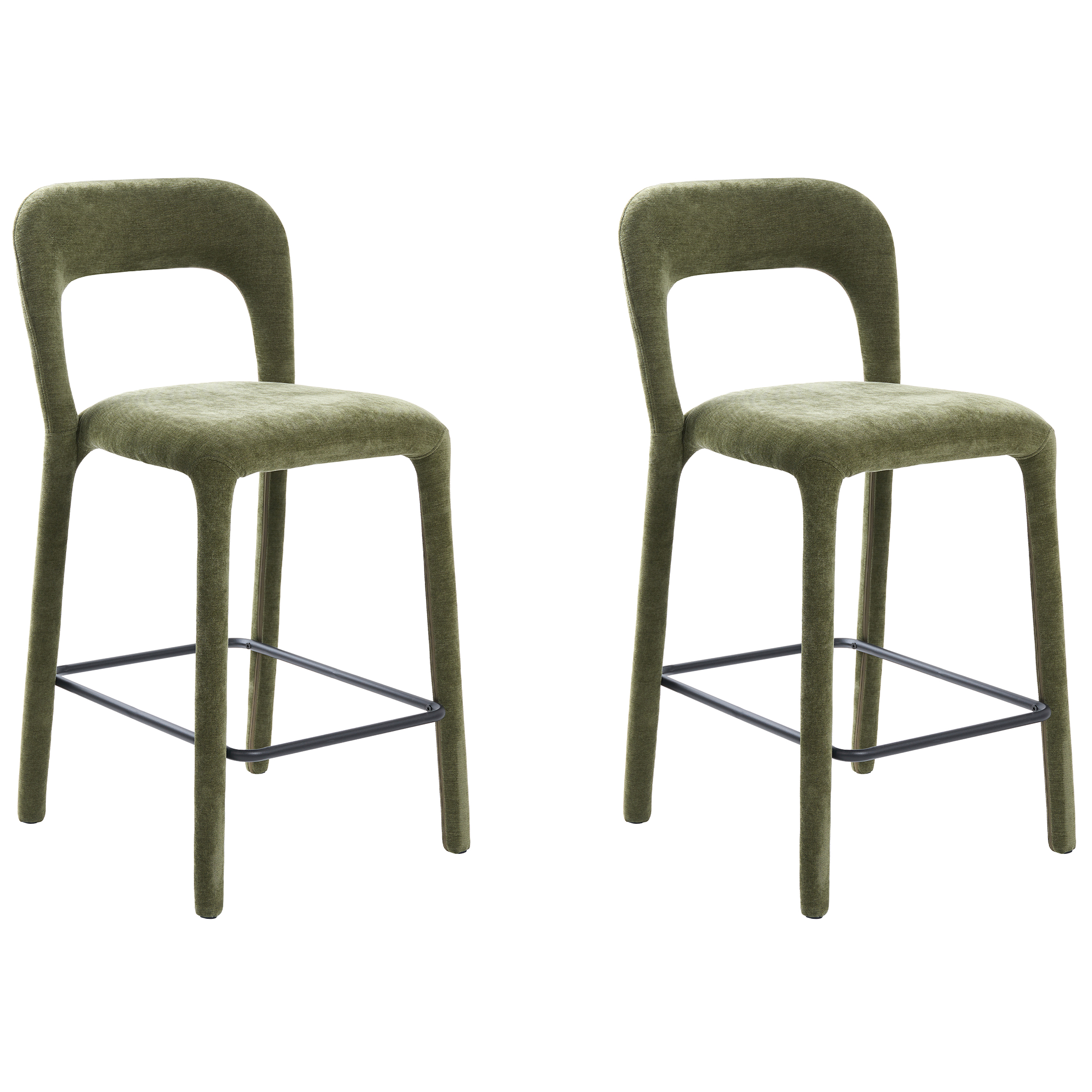 Set med 2 barstolar LAKEVILLE Chenille Grön