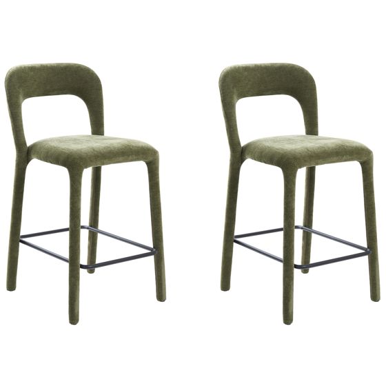 Set med 2 barstolar LAKEVILLE Chenille Grön