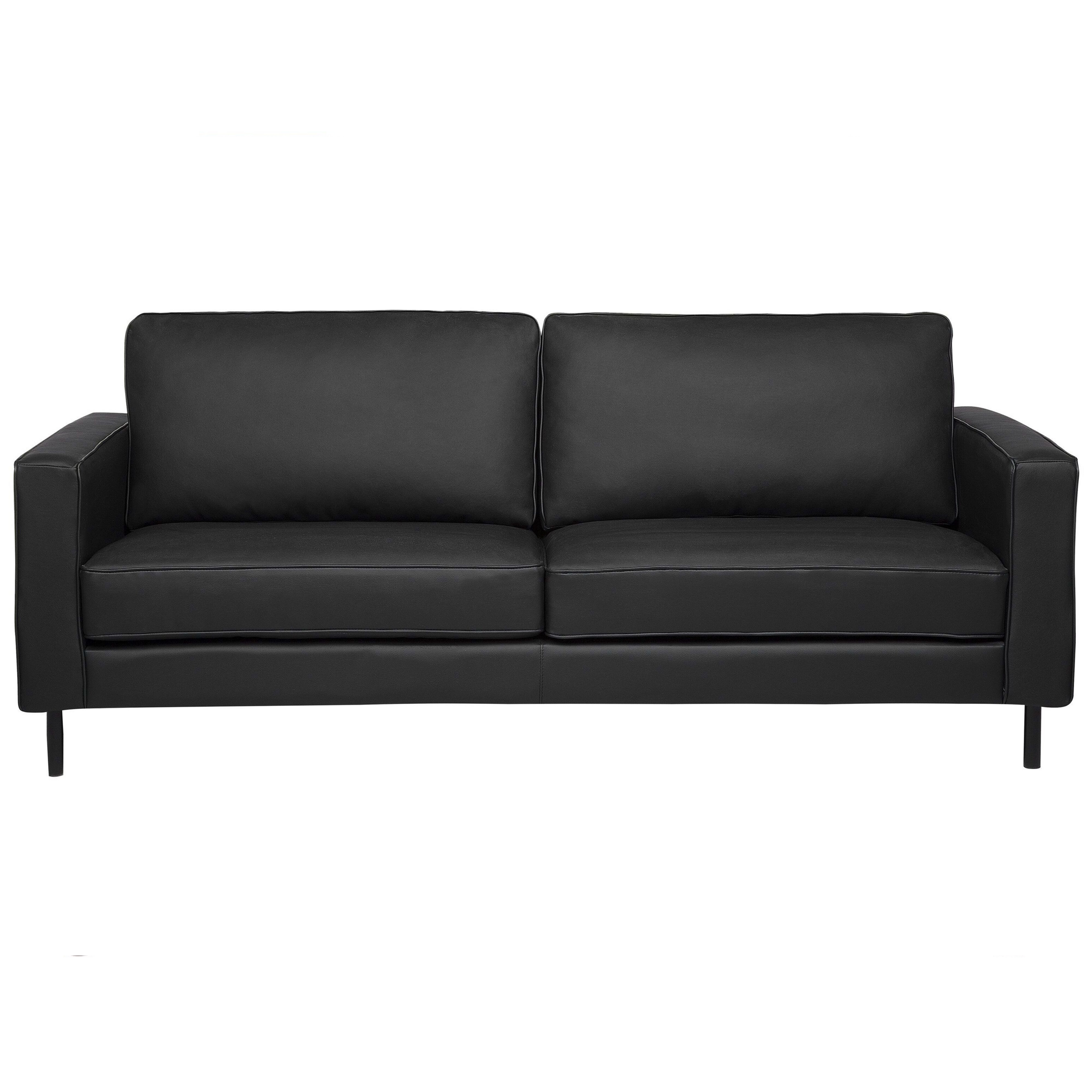 Soffa 3-sits SAVALEN Läder Svart