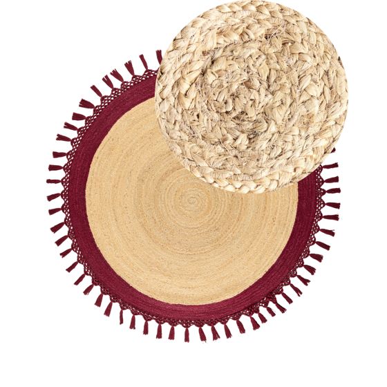 Matta MARTS Mörkröd ø 140 cm Jute