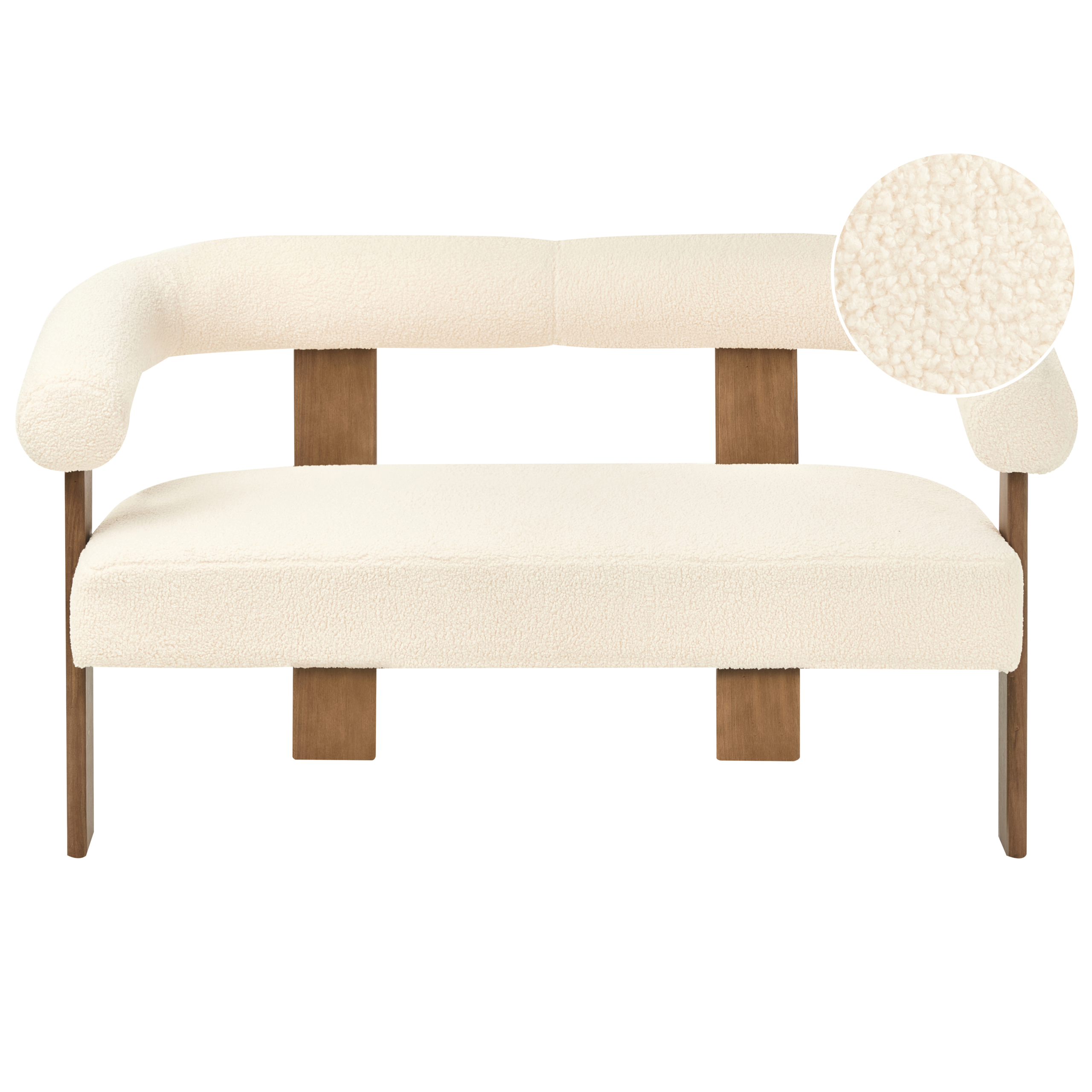 Soffa 2-sits ILBRO Bouclé Off-White/ Mörkbrun
