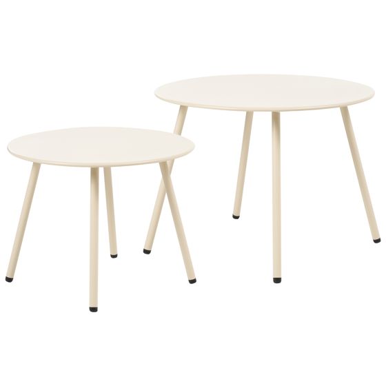 Set med 2 trädgårdssoffbord VIMERCATE Metall Beige