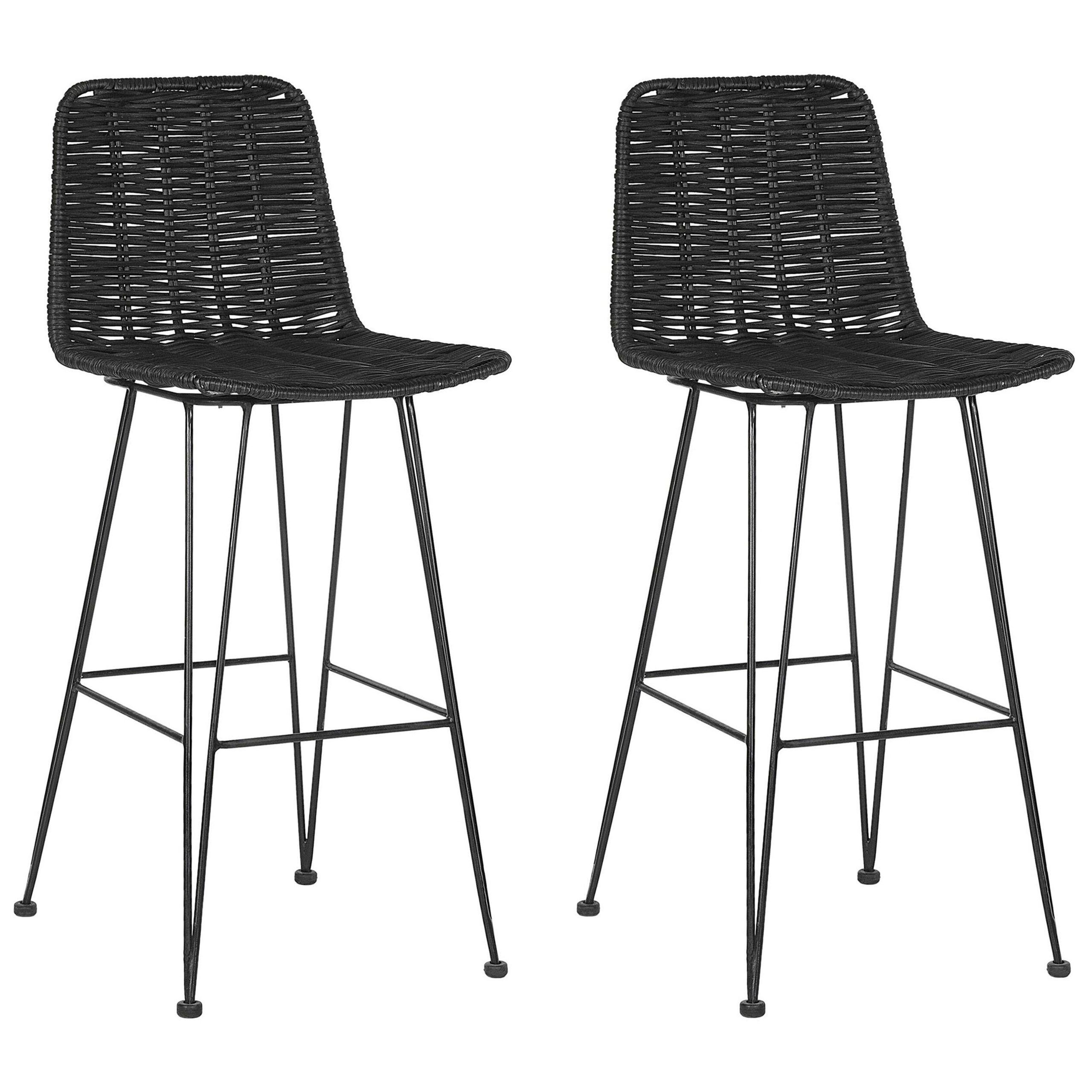 Set med 2 barstolar CASSITA Rotting Svart