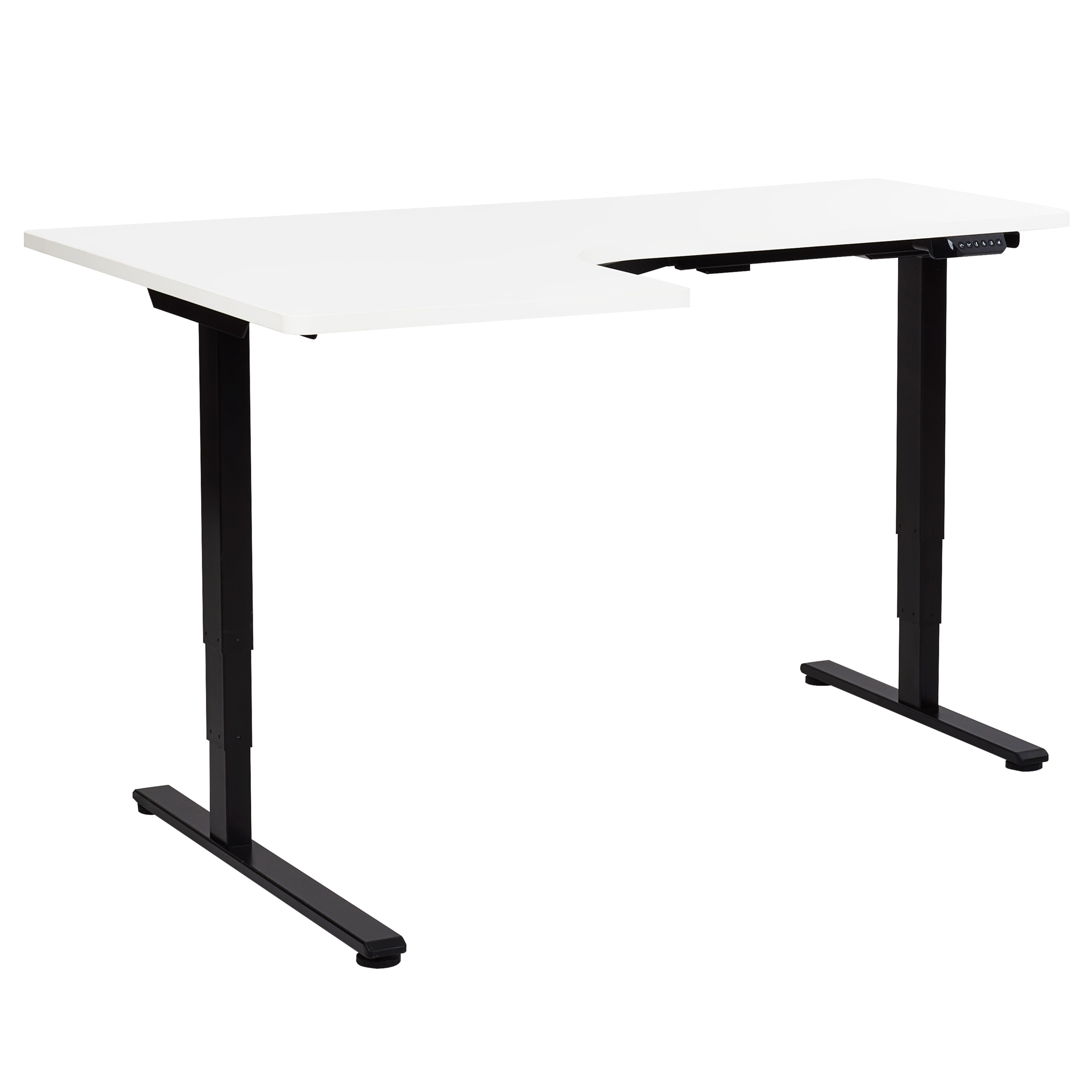 Elektriskt justerbart hörnskrivbord DESTINES 160 cm 109 cm Vit/ Svart Vänstervänd