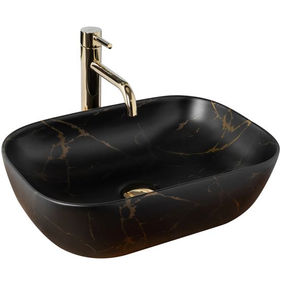 REA Bänkskål BELINDA MARBLE MATT Svart, 46,5x33,5x13,5cm