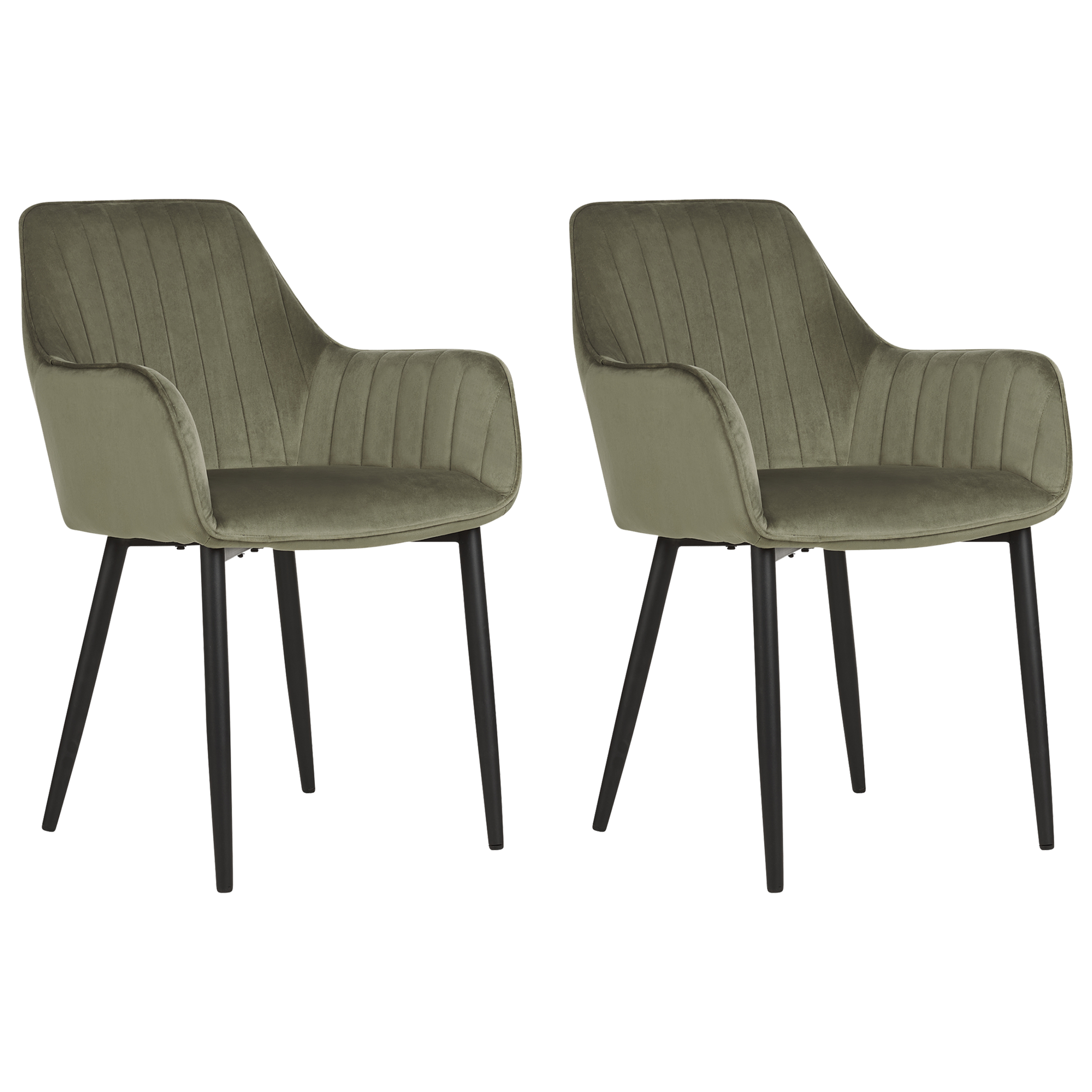 Set med 2 matstolar WELLSTON Sammet Olivgrön