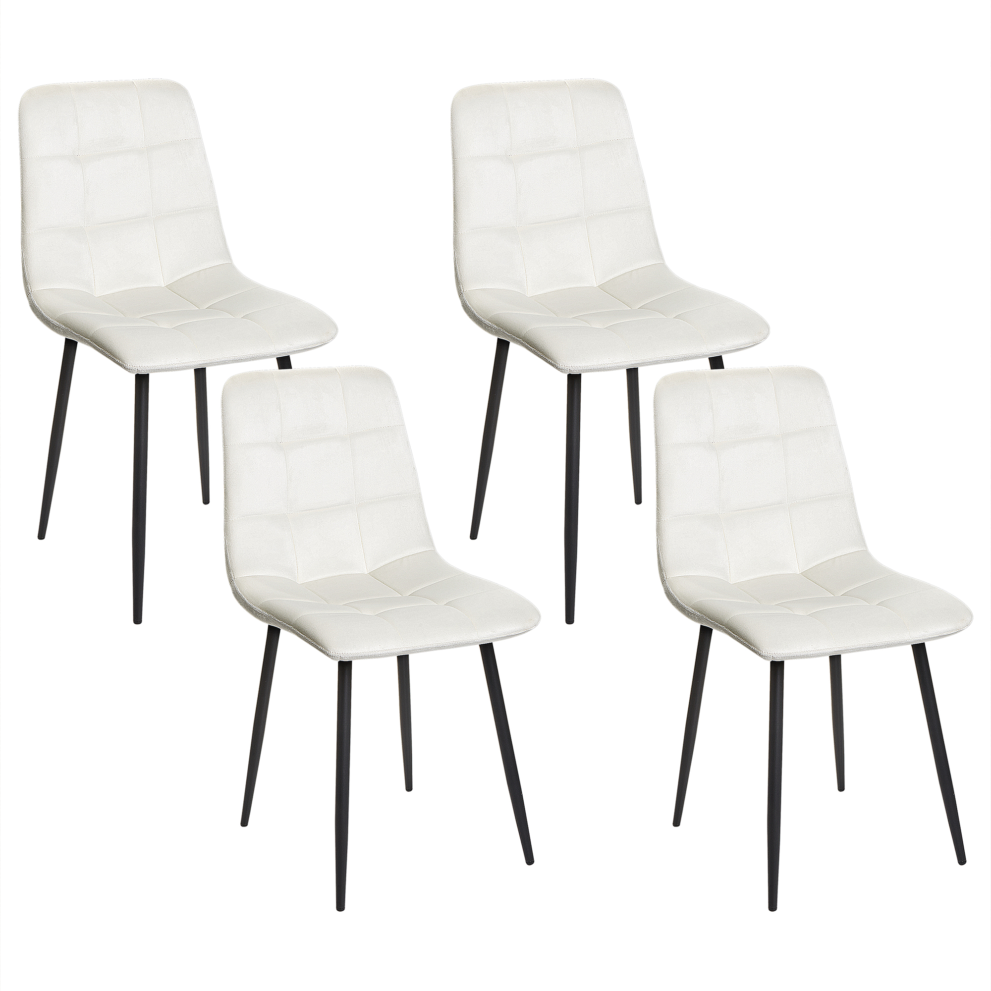 Set med 4 matstolar POWELL Sammet Off-White