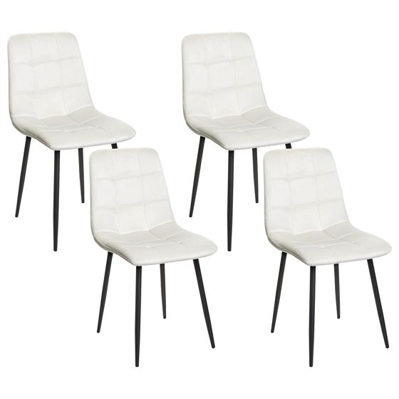 Set med 4 matstolar POWELL Sammet Off-White