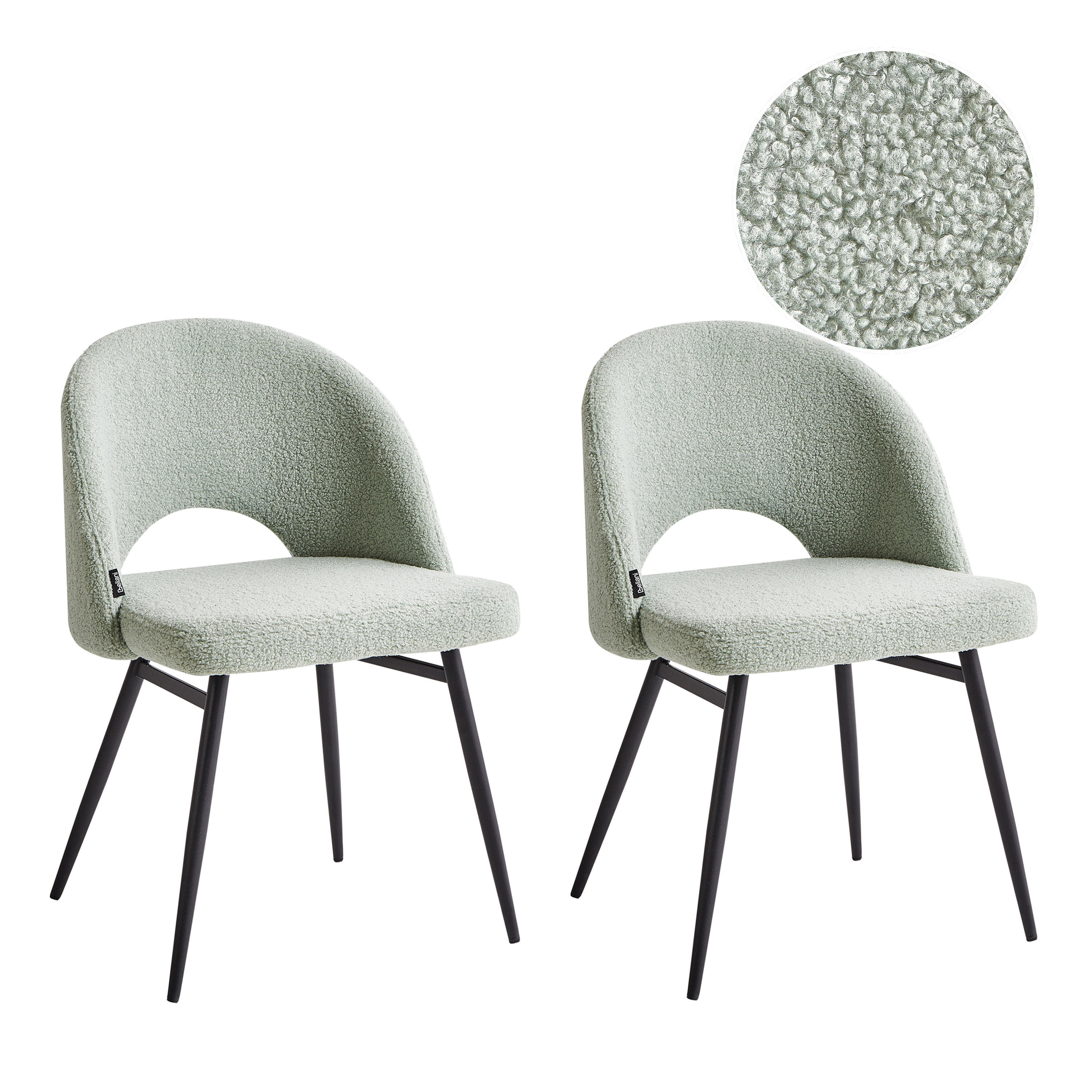 Set med 2 matstolar ONAGA Bouclé Ljusgrön