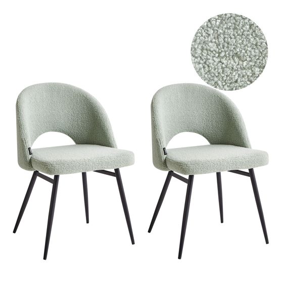 Set med 2 matstolar ONAGA Bouclé Ljusgrön