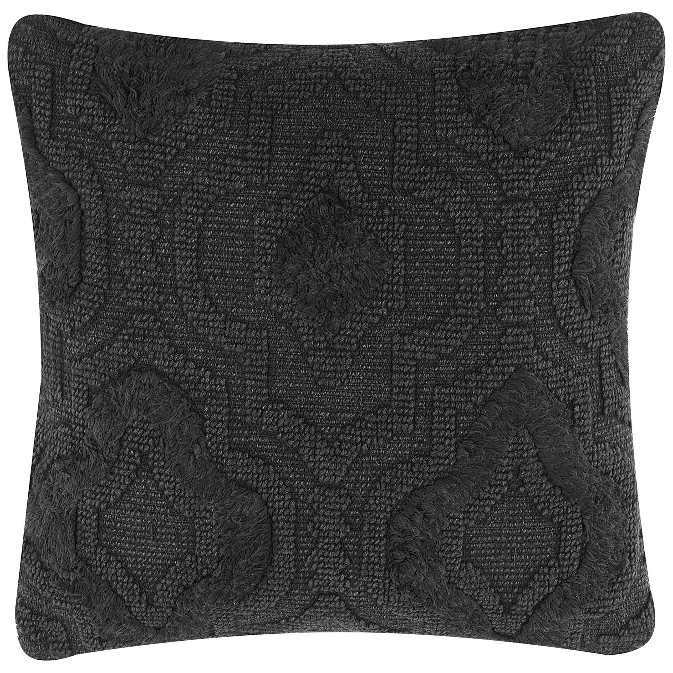 Prydnadskudde PAIKA 45 x 45 cm Bomull Mörkgrå Monokromt