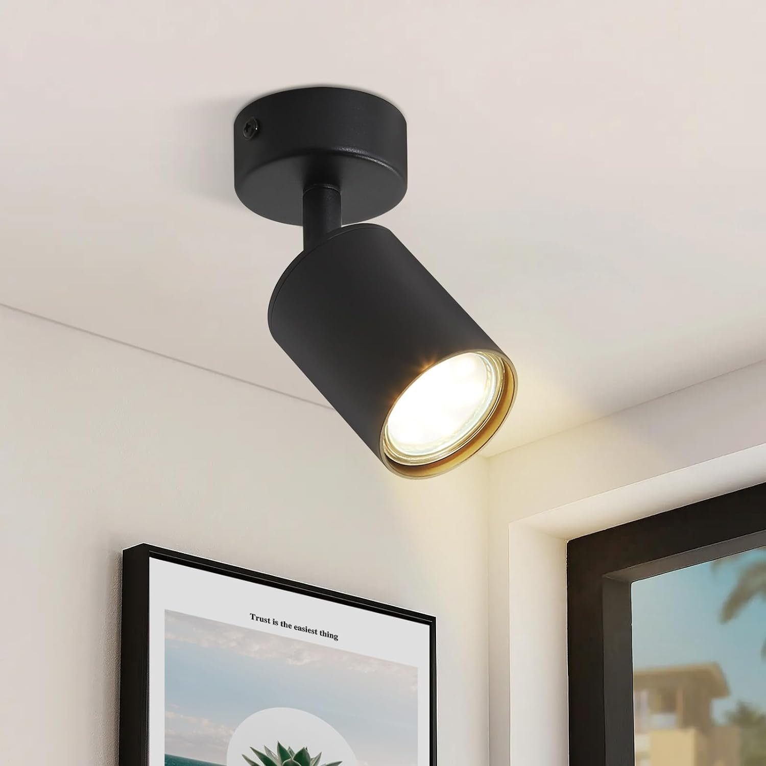 NETTLIFE svart LED-spotlight GU10 330° roterbar modern halllampa industriell vägglampa för vardagsrum sovrum kök