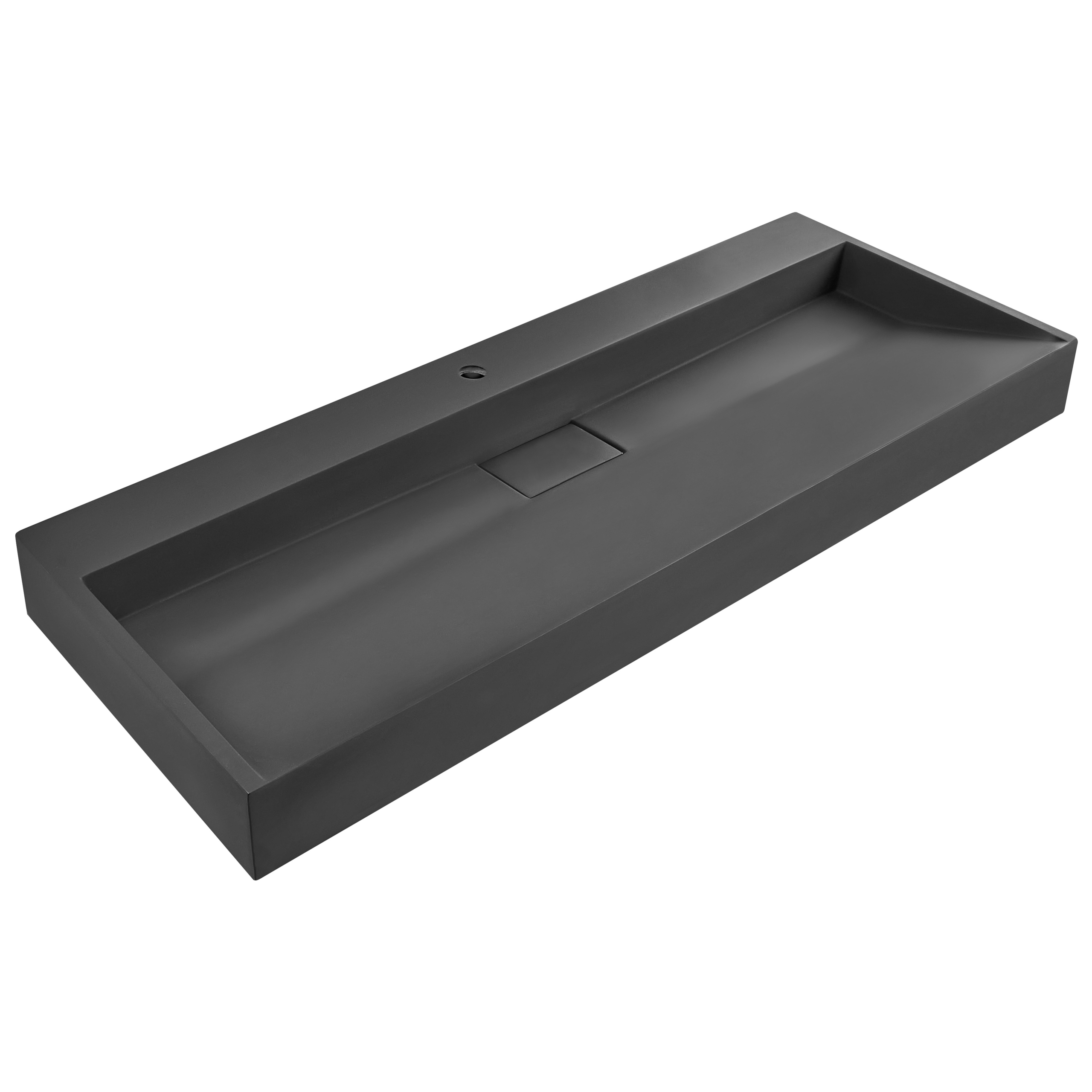 Vägghängt tvättställ QUENKO 120 x 46 cm Mineralmarmor Svart