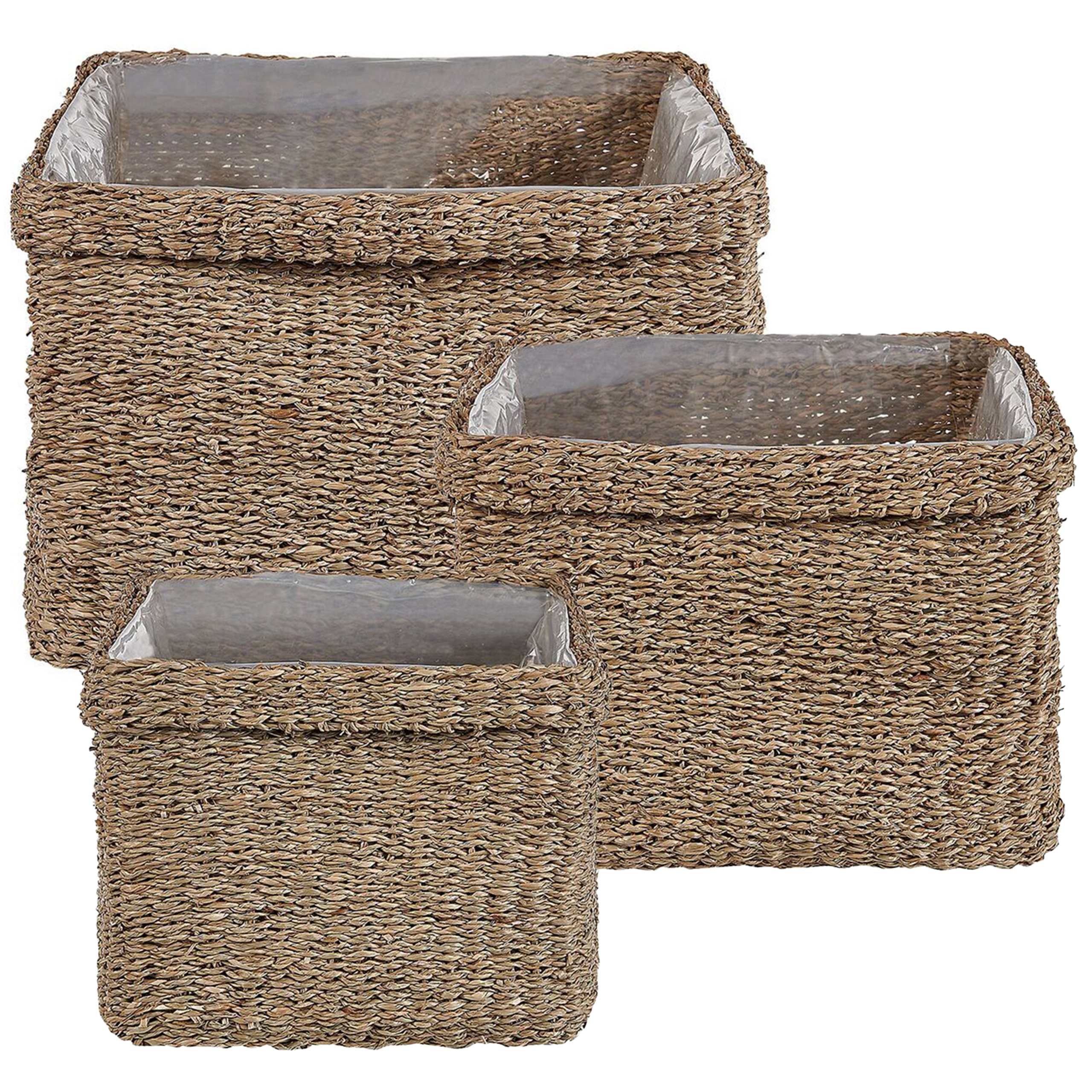 Set med 3 växtkrukor RIVULINE 23/27/30 cm Sjögräs Naturlig