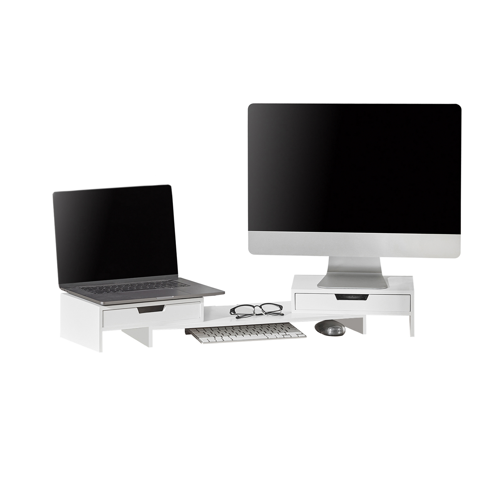 SoBuy Bildskärmsställ Laptopställ Monitorstativet med 2 fack, BBF04-W