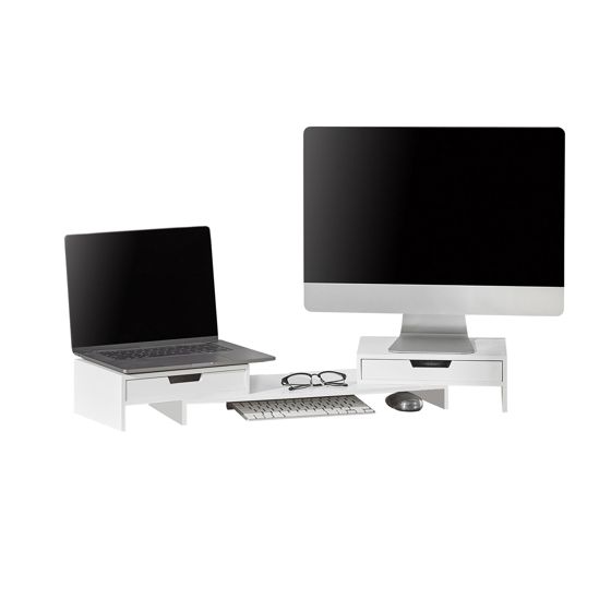 SoBuy Bildskärmsställ Laptopställ Monitorstativet med 2 fack, BBF04-W