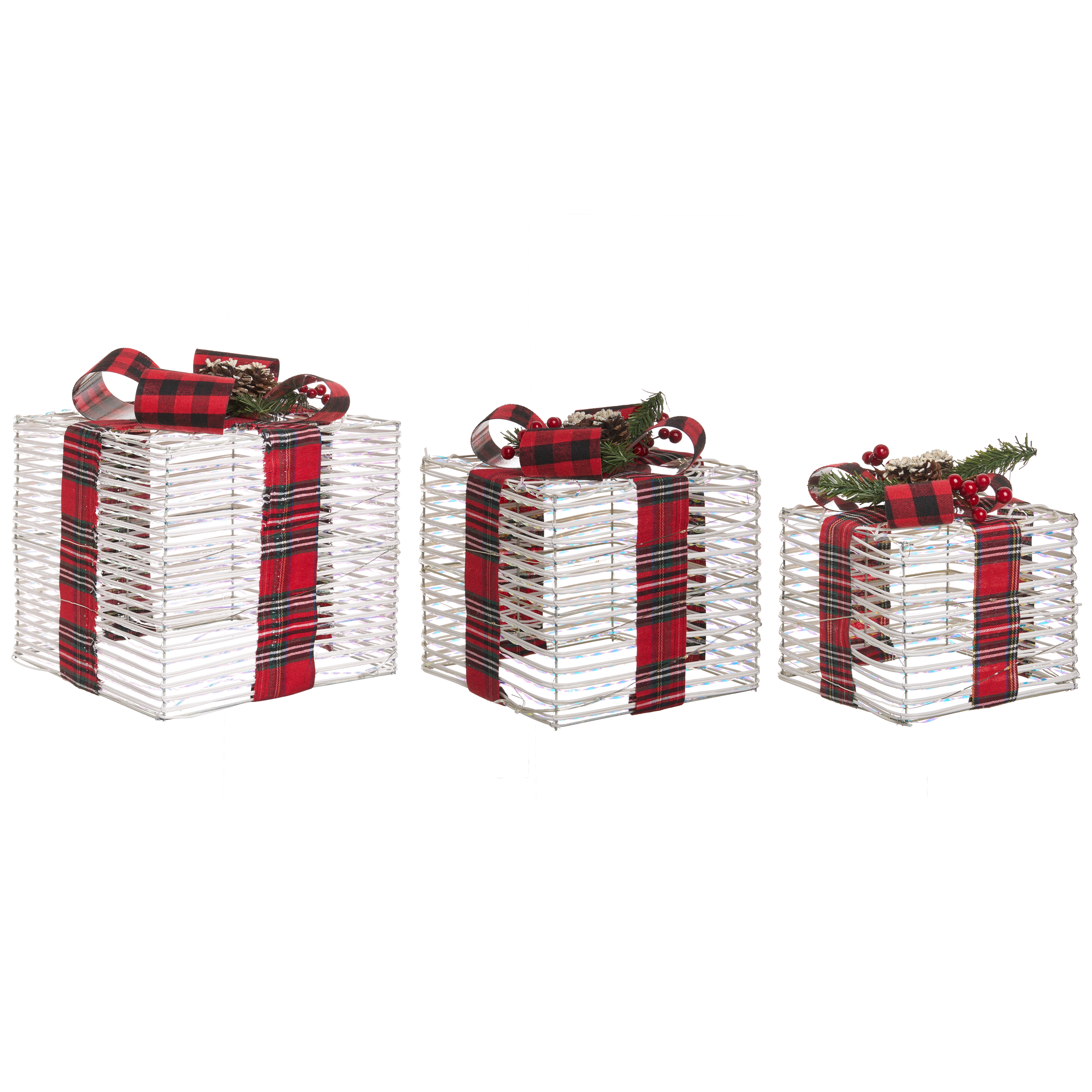 Set med 3 juldekorationer LED MANGEN 20/25/35 cm Julklappar Off-White