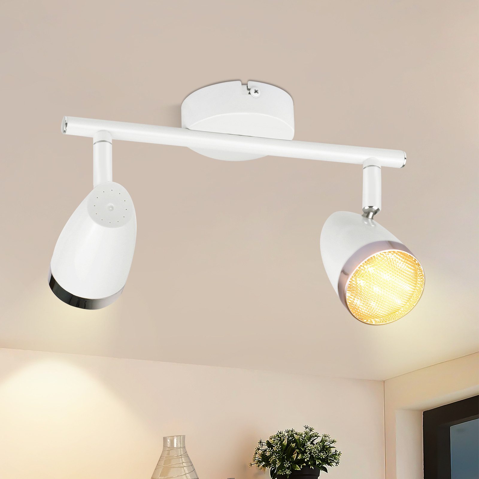 NETTLIFE LED-takspotlight 2 lampor modern 4W vit varmvit 3000K