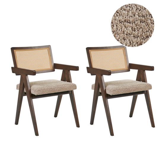 Set med 2 matstolar AVA Trä Brun/ Taupe