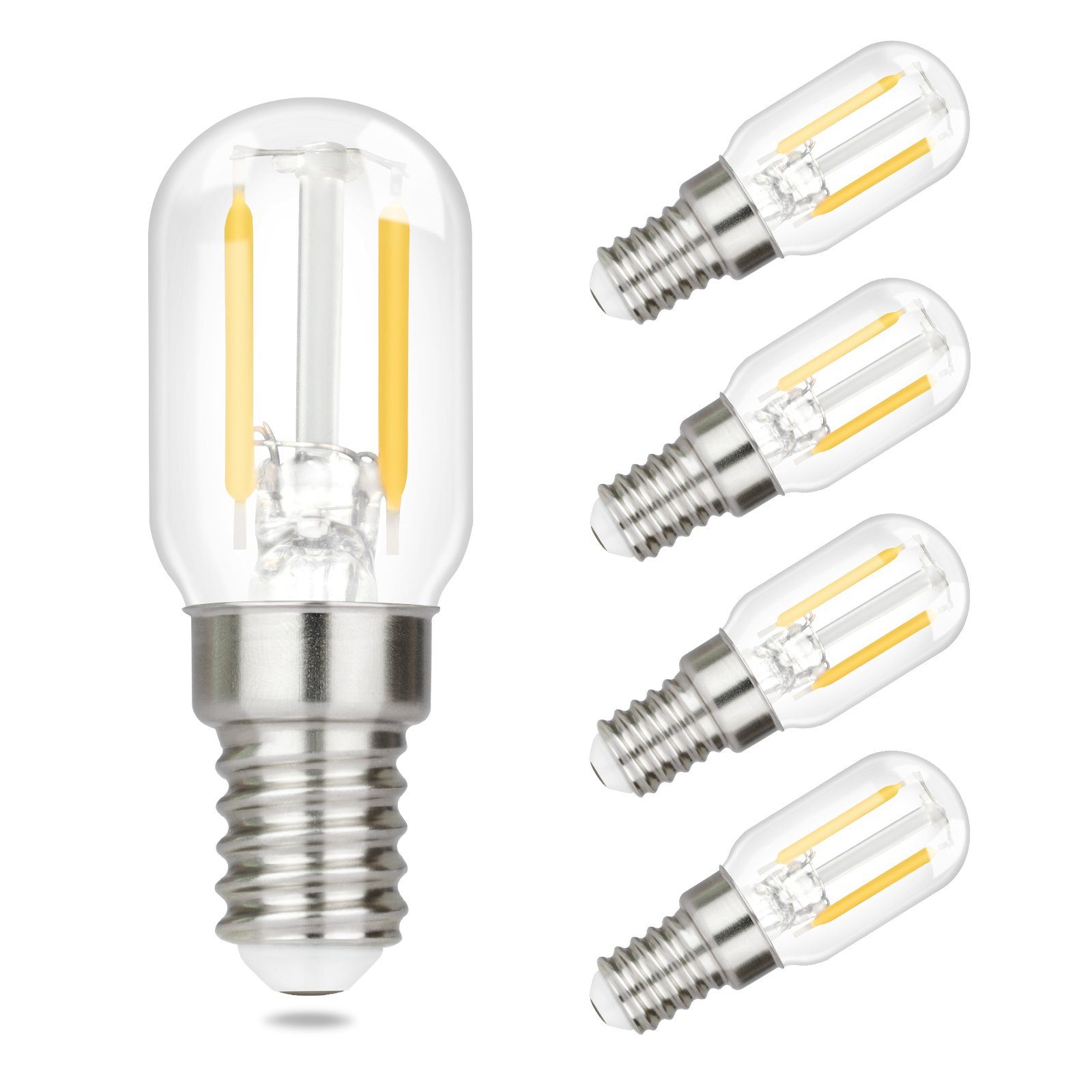 NETTLIFE 4 st E14 LED-lampor, varmvita, vintage T22, Edison-lampa i retrostil, 2 W, 2700 K, passar lamphållare
