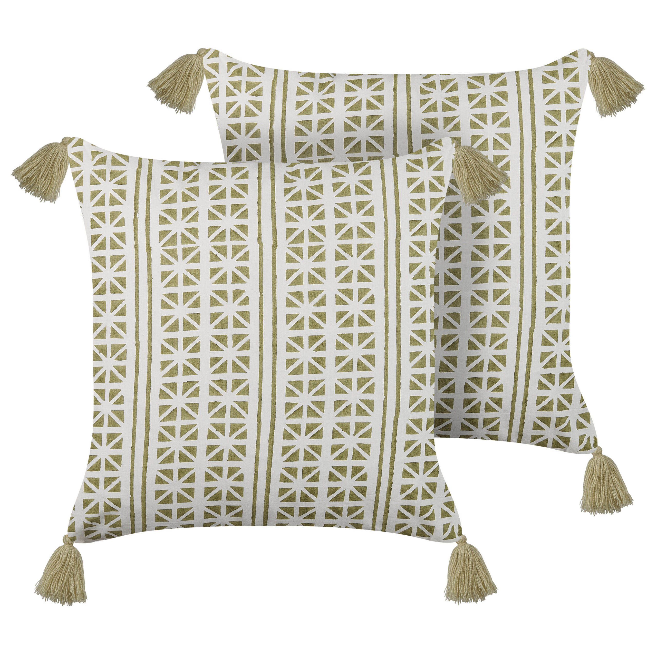 Set med 2 prydnadskuddar SYRINGA 45 x 45 cm Bomull Grön Geometriskt tryck