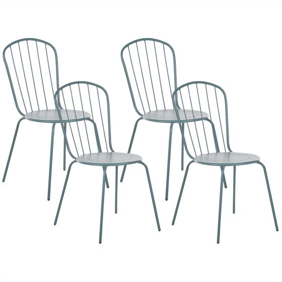 Set med 4 trädgårdsstolar CALVI Metall Ljusblå