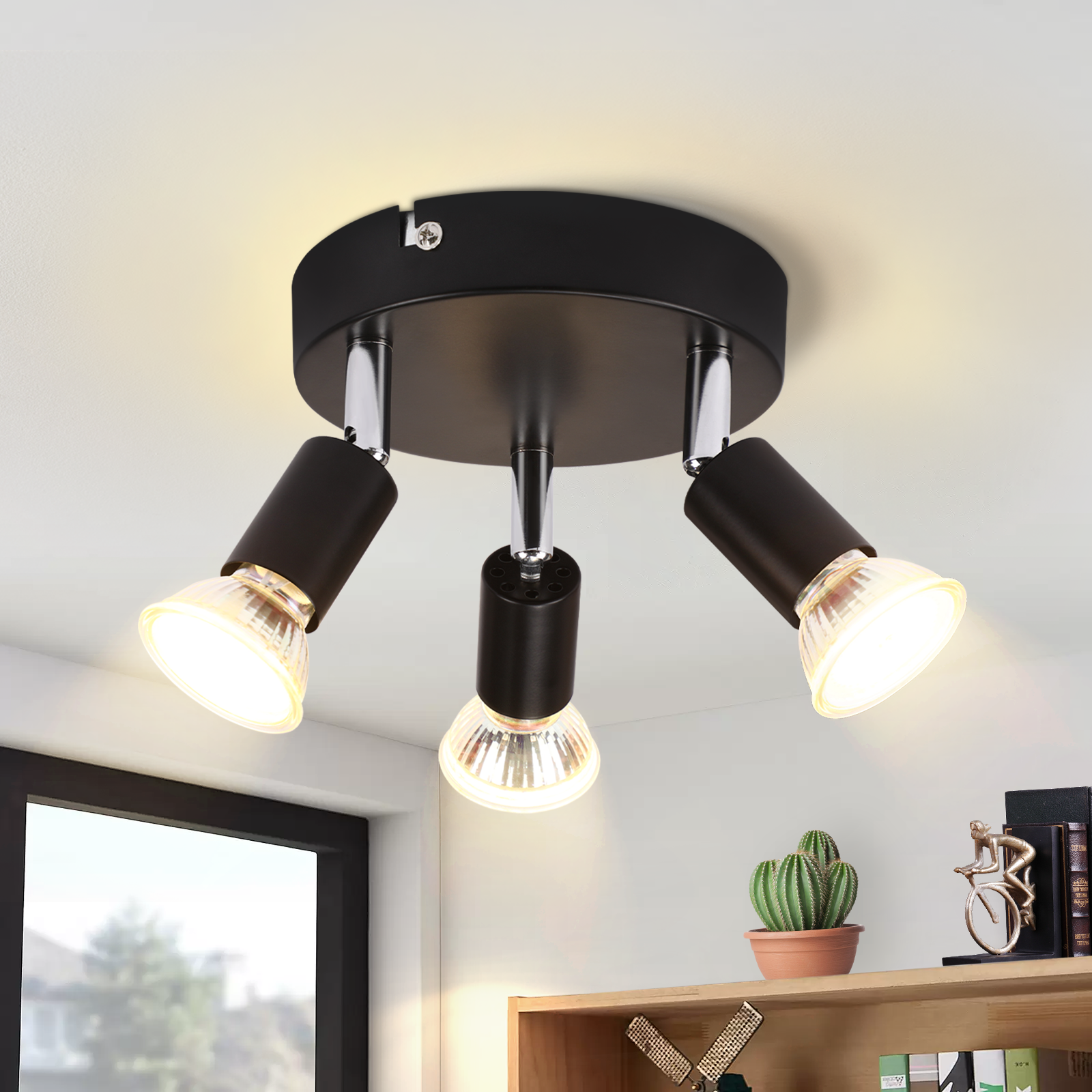 NETTLIFE LED - taklampa GU10 - 3 moderna runda takspotlights 350° takspotlights för köket